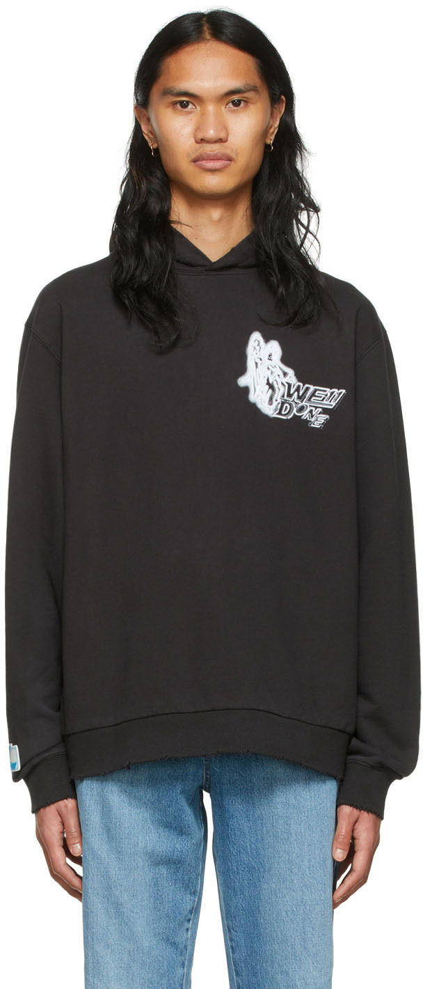 Mikina We11done We11done Cotton Graphic Hoodie Čierna | WD-TH1-22-549-U-BK, 0