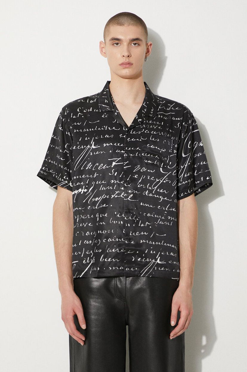 Košeľa Stampd STAMPD Letter Camp Collar Buttondown Shirt Čierna | SLA.M3427BD.BLL