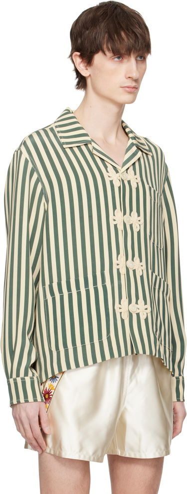 Košeľa Bode Bode Soda Stripe Trillium Shirt Zelené | MRS25SH014, 1