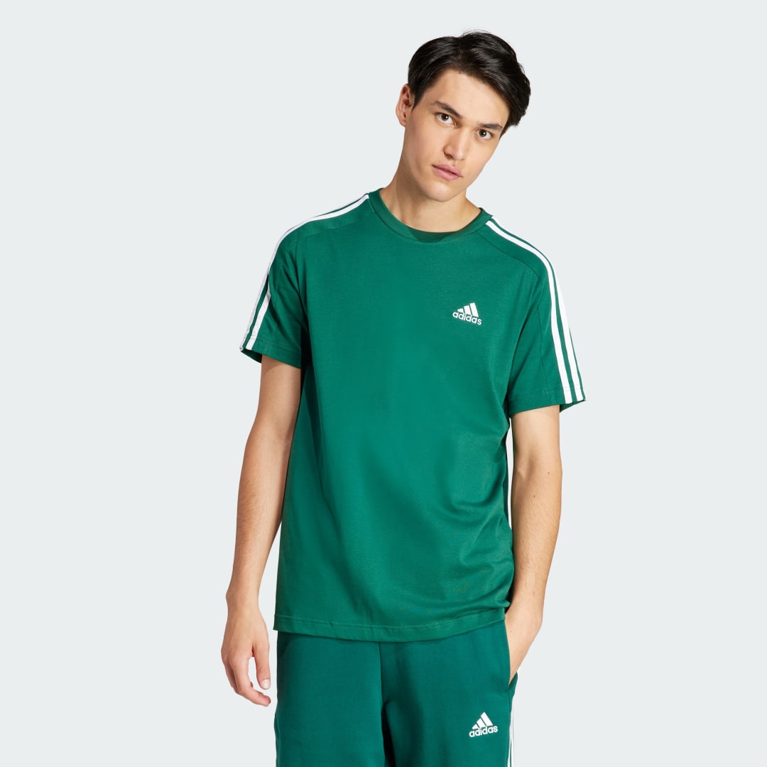 Tričko adidas Performance Sportswear Essentials Single Jersey 3-Stripes Zelené | IS1333, 1