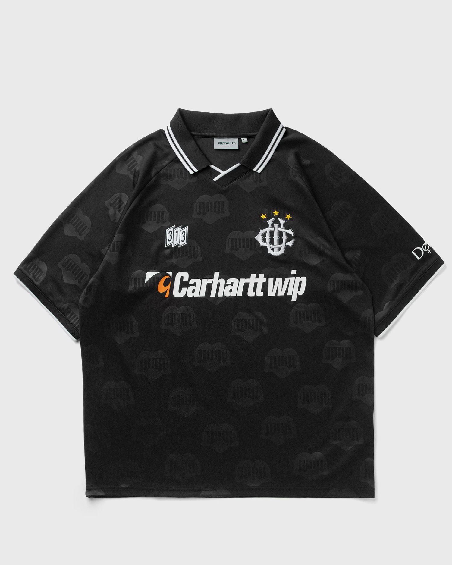 Dres Carhartt WIP Short-Sleeve Patterned Football Jersey with Striped Polo Collar Čierna | I034625-2UF.XX, 1