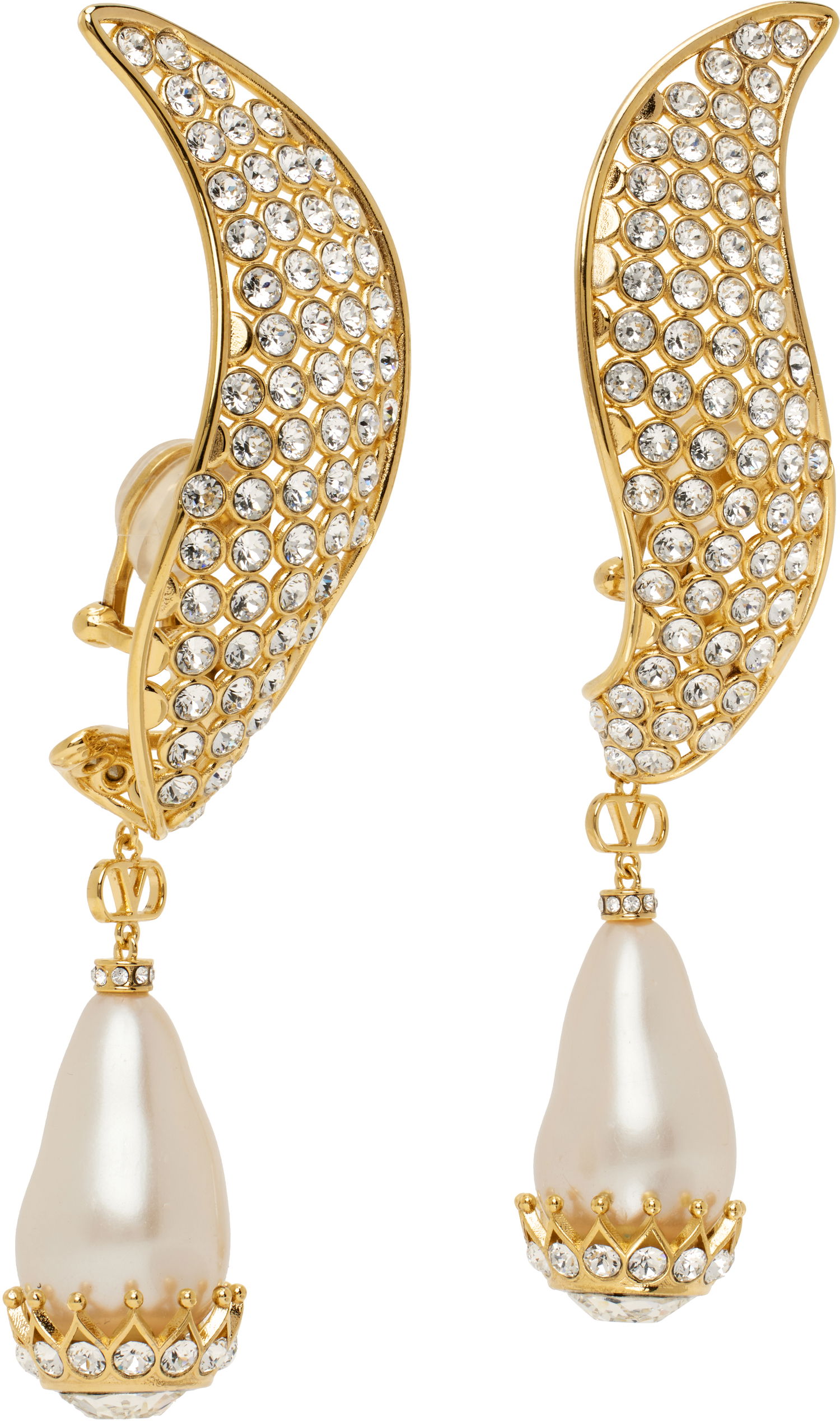 Náušnice Valentino Valentino Garavani Poetique des Gouttes Pearl Drop Clip-on Earrings Metalická | 6W2J0Y34QBT, 1