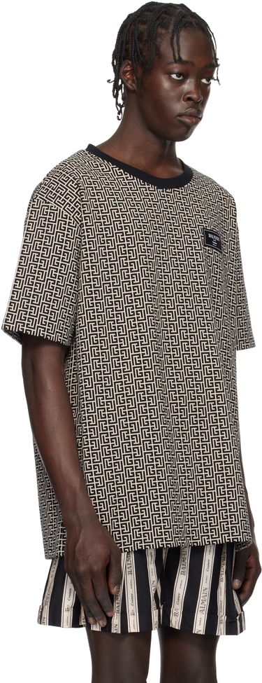 Tričko Balmain Labyrinth Print T-Shirt Šedá | EH1EG010BC90, 1