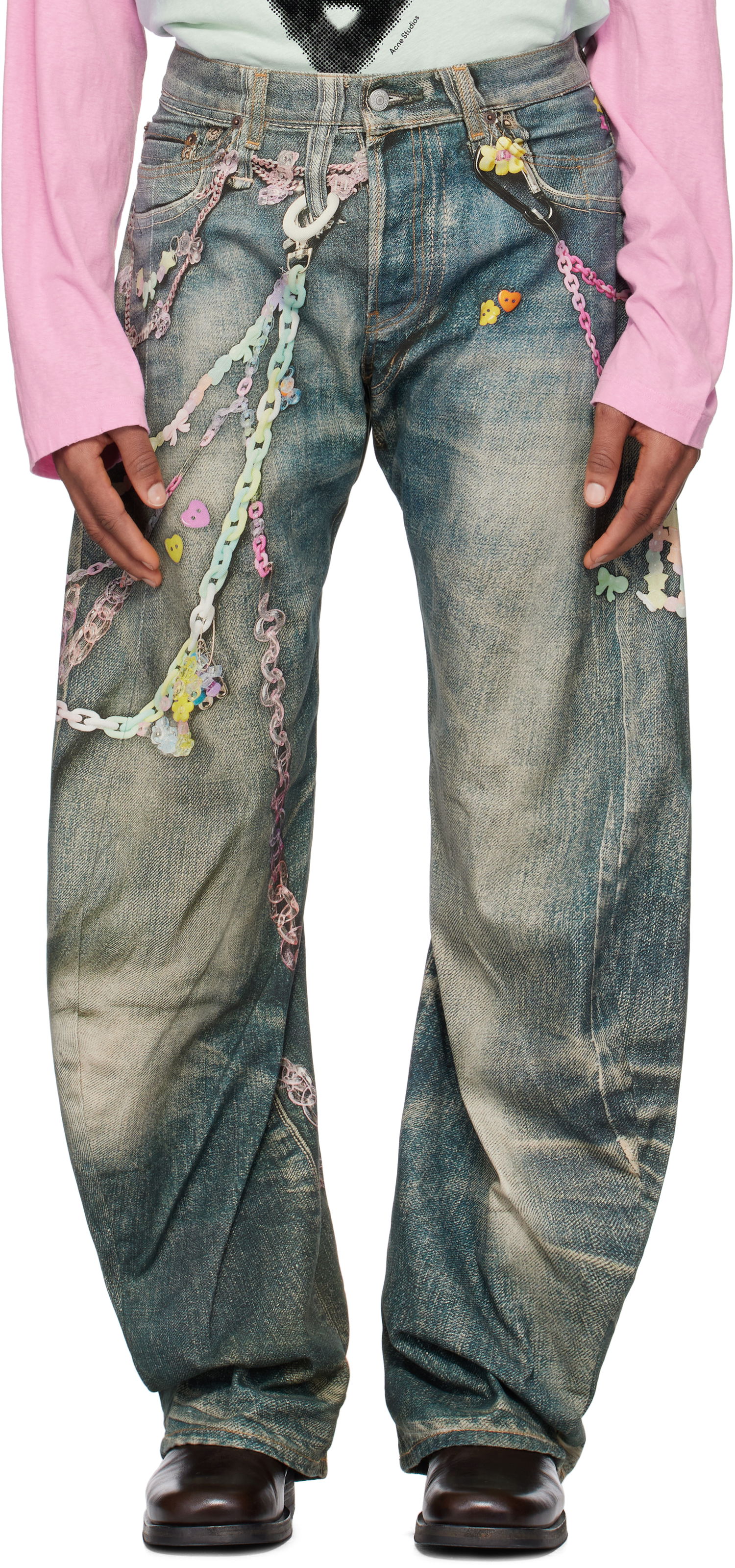 Džínsy Acne Studios Acne Studios Loose Fit 2006M Embellished Jeans Modrá | BK0659-, 0