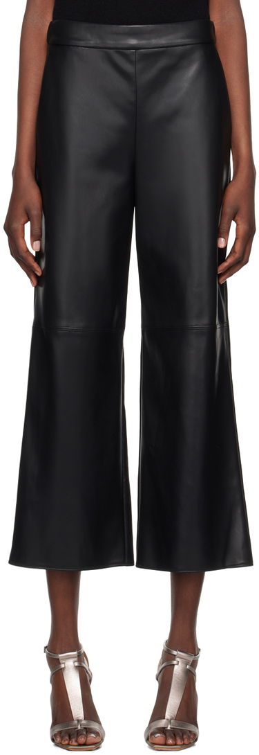 Nohavice Max Mara Max Mara Luciana Leather Wide-Leg Culottes Čierna | 2429786031600, 0