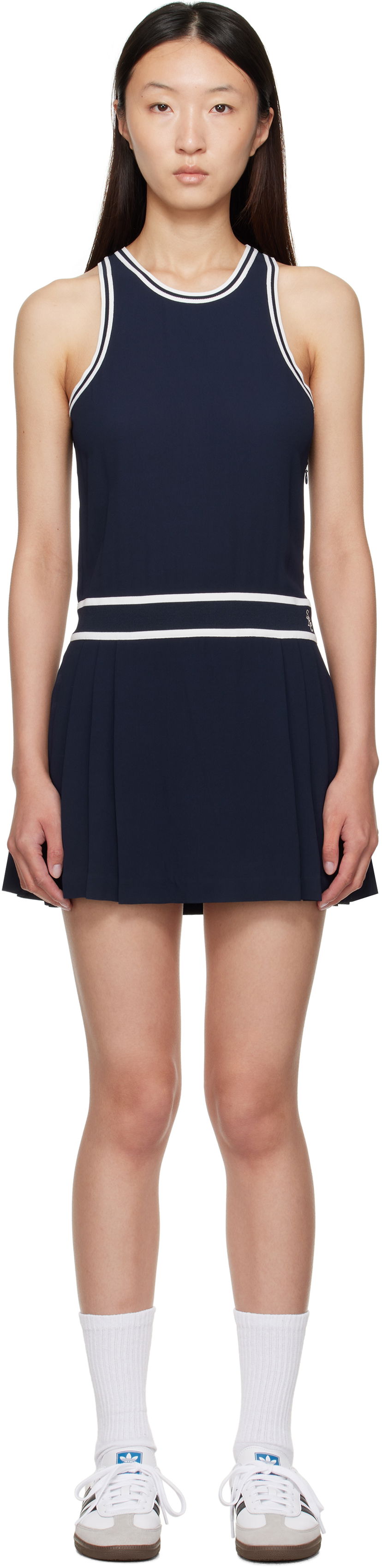 Šaty Sporty & Rich Sleeveless Pleated Phoebe Minidress Navy | DR004602302BL83