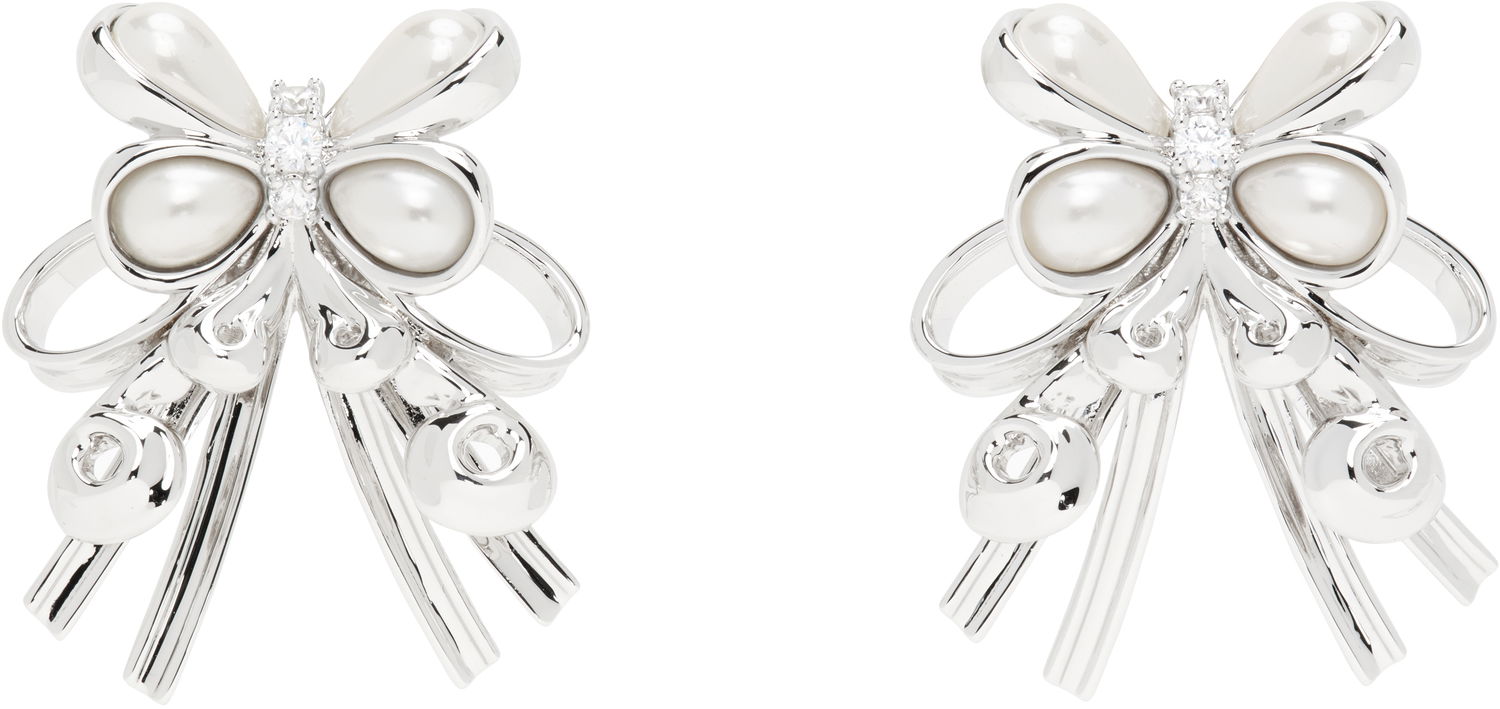 Náušnice SHUSHU/TONG SHUSHU/TONG YVMIN Edition Pearl and Crystal Bow Earrings Biela | 24714SLV00DN2, 0