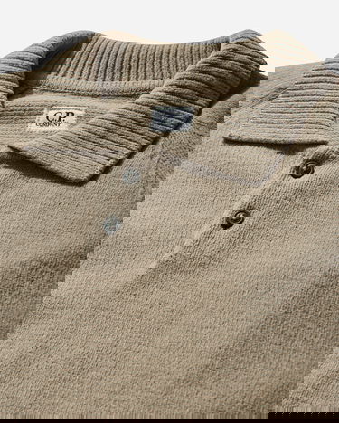 Sveter C.P. Company Chenille Cotton Polo Knit Sweater Béžová | 18CMKN070A-005687G 327, 3