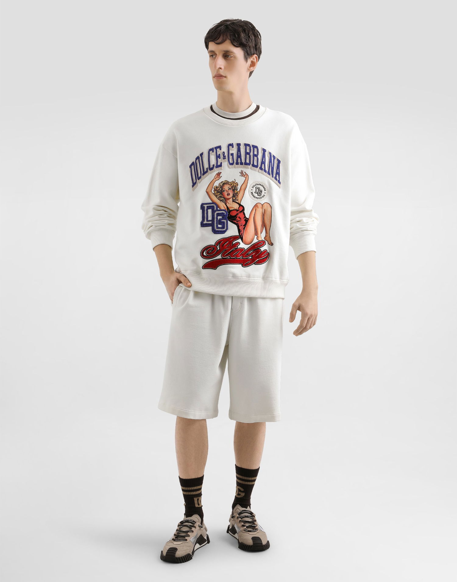 Mikina Dolce & Gabbana Dolce & Gabbana Embroidered Sweatshirt Biela | G9AHSZG7PHHA4567, 1