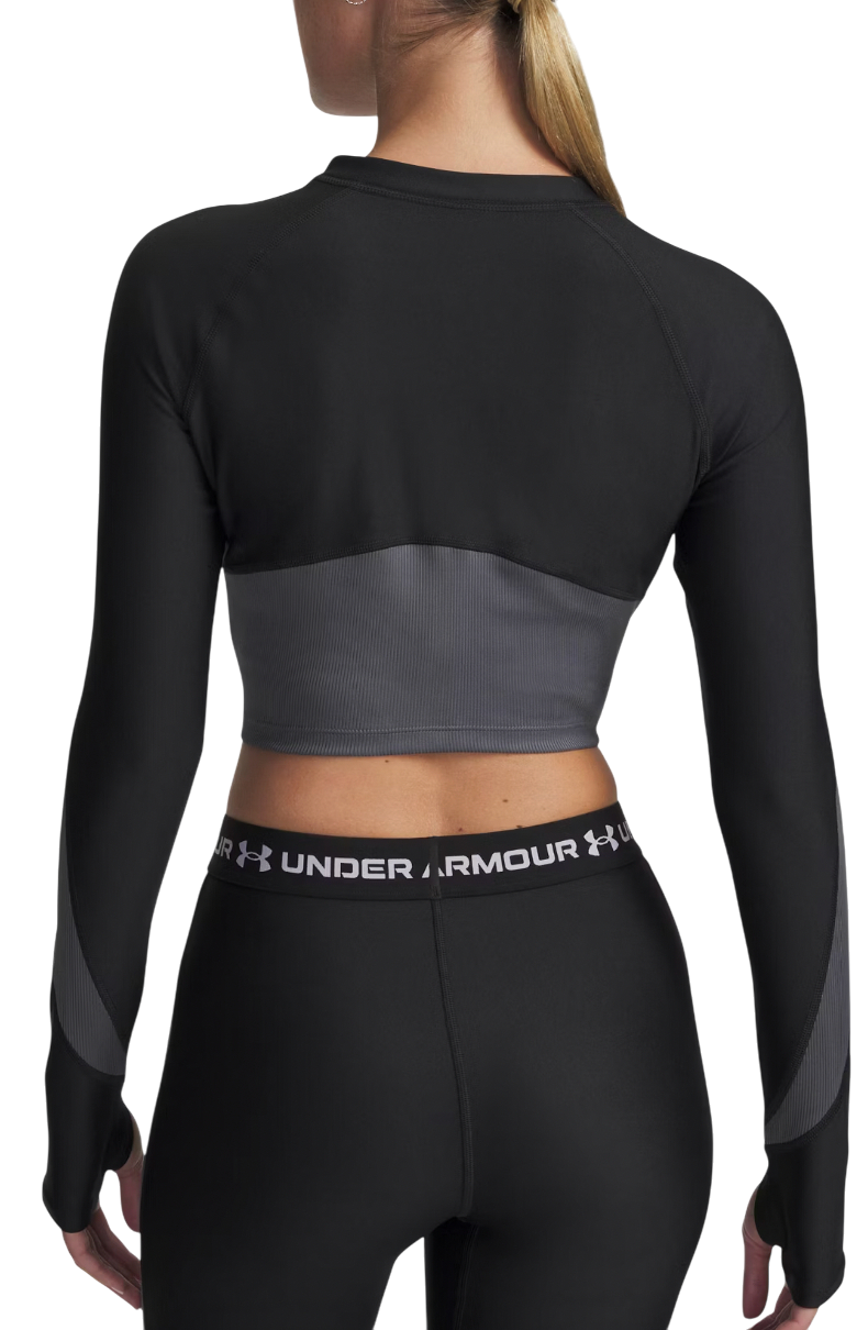 Crop Top Under Armour Long Sleeve Crop Top HG Rib 1/4 Zip Čierna | 6003981-004, 1