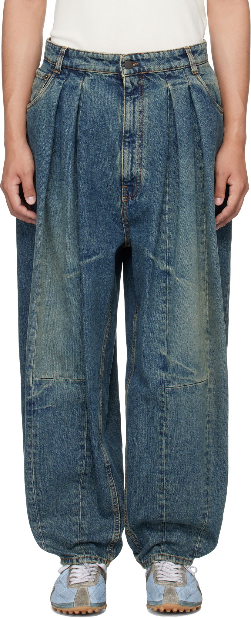 Džínsy HED MAYNER Hed Mayner Pleated Denim Jeans Modrá | HMMB67030A-HB251