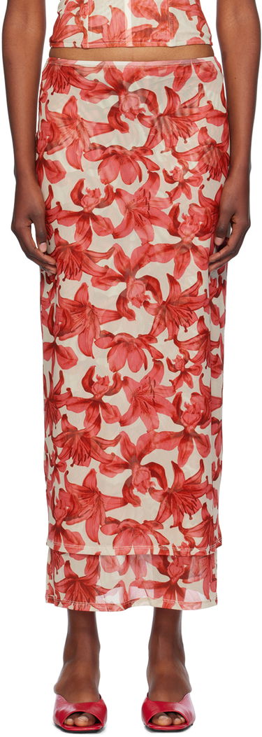 Sukňa Miaou Miaou Topanga Floral Print Midi Skirt Červená | 4064PM2OAL, 0
