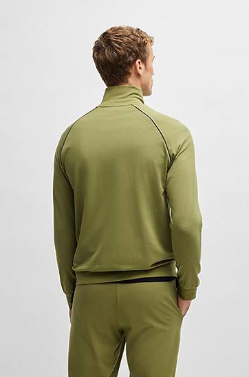 Bunda BOSS BOSS Regular-Fit Stretch-Cotton Jersey Jacket Zelené | 50515307, 1