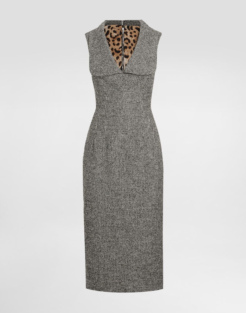 Šaty Dolce & Gabbana Dolce & Gabbana Dotted Wool Blend Midi Dress Šedá | F6TVWTFMZATS8030