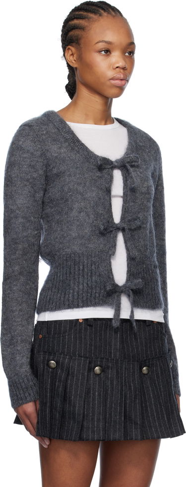 Sveter GANNI GANNI Light Mohair Tie Cardigan Šedá | K2411, 1
