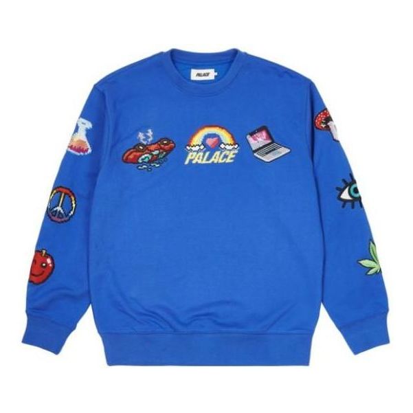 Mikina Palace Palace Bitmap Graphic Crewneck Sweatshirt Modrá | PLA-SS22-271