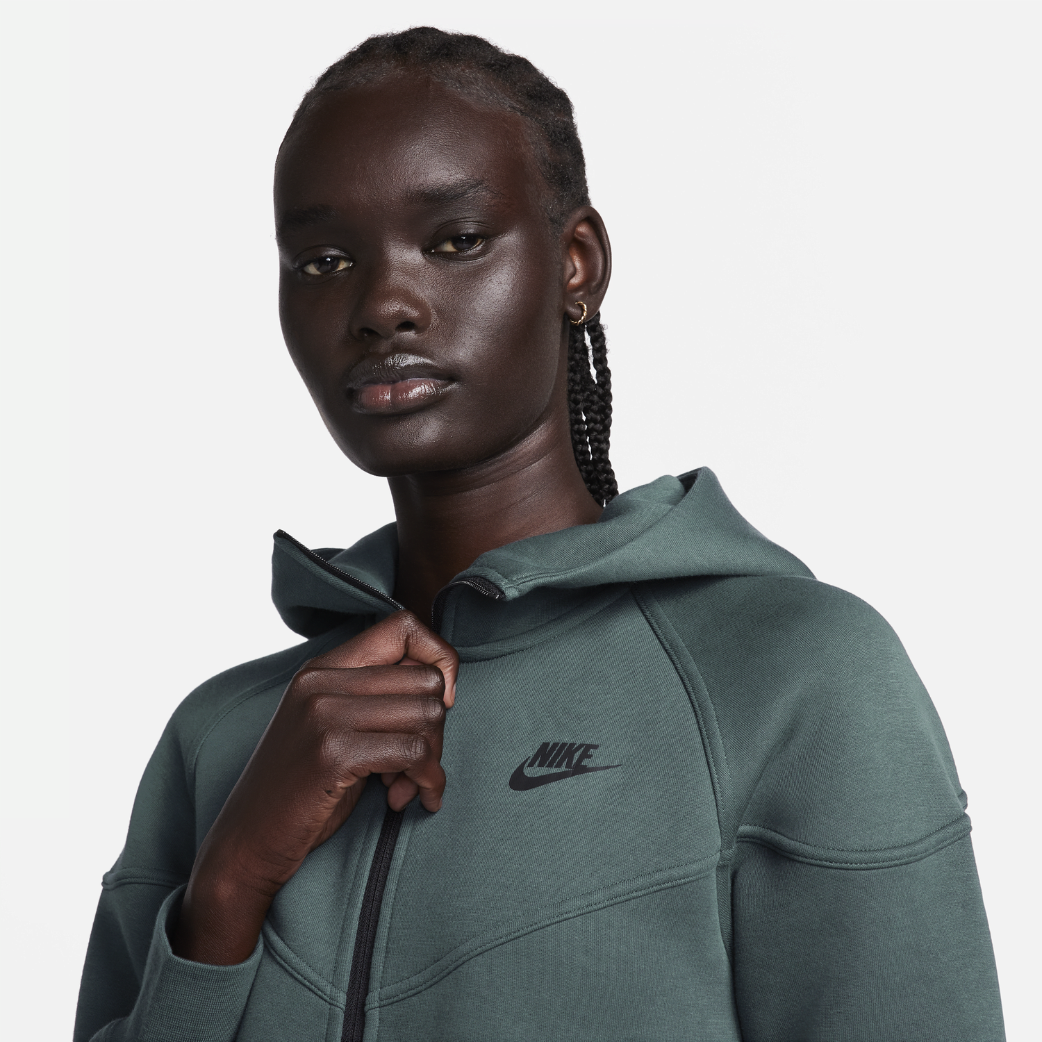 Mikina Nike Dámská mikina s kapucí a dlouhým zipem Sportswear Tech Fleece Windrunner - Zelená Zelené | FB8338-328, 1