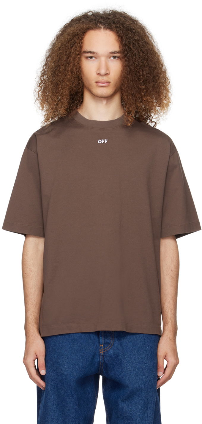 Tričko Off-White Brown Arrow Emb Skate T-Shirt Hnedá | OMAA120S24JER0042801