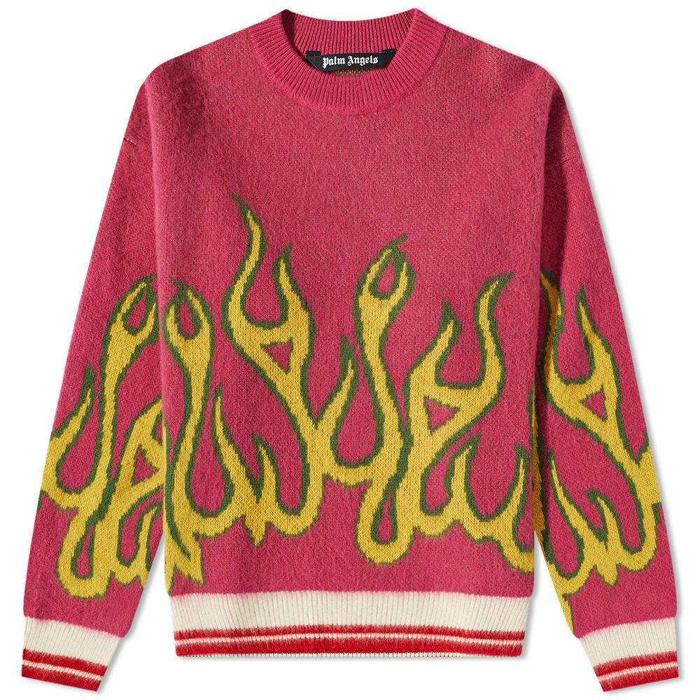 Sveter Palm Angels Flames Intarsia Crewneck Ružová | PMHE043F22KNI0013218, 0