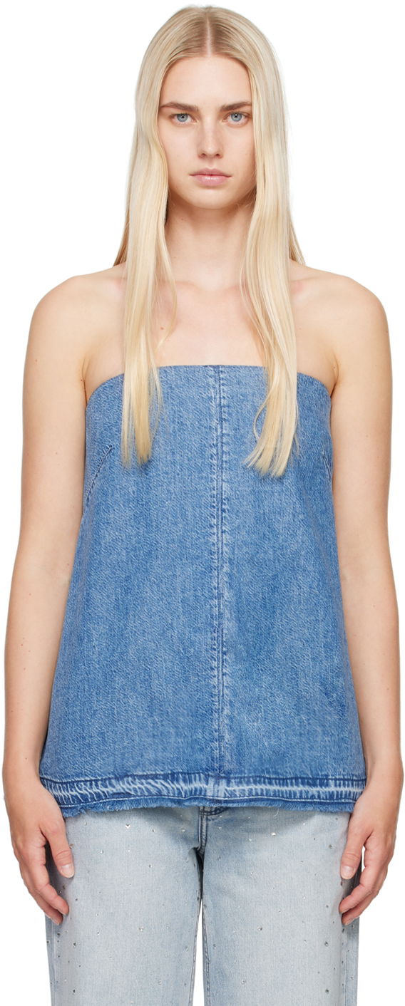 Tielko rag & bone Rag & Bone Women's Aurora Denim Tube Top Modrá | WDD24P1470FQDE, 0