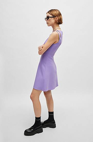 Šaty BOSS Mini Dress with Cut-Out Shoulder Fialová | 50516756, 1