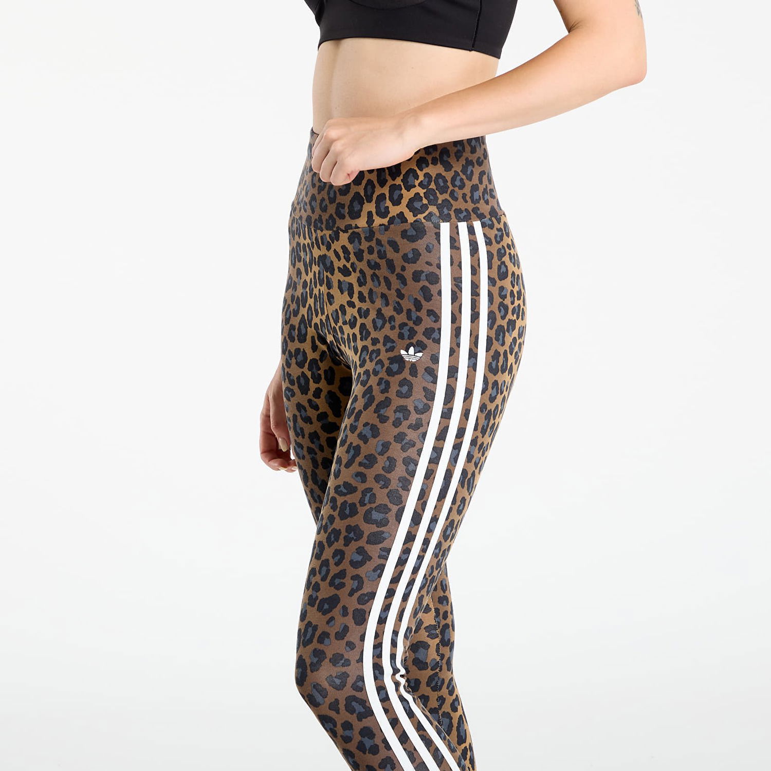 Legíny adidas Performance 3-Stripes Leopard Print Leggings Hnedá | JW7308, 1