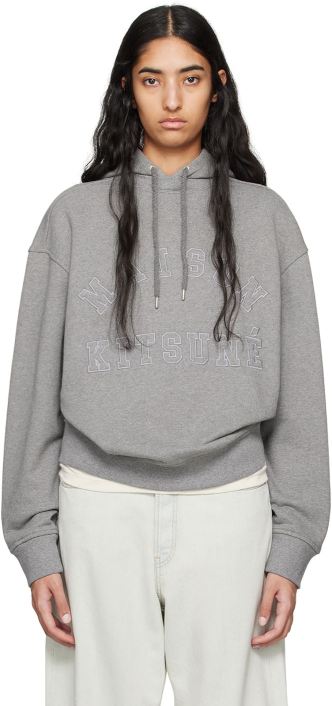 Mikina MAISON KITSUNÉ Varsity Print Hoodie Šedá | NM00702KM0326, 0