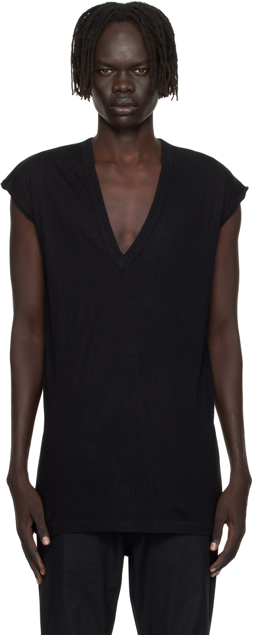 Tričko Rick Owens Rick Owens Concordians Deep V-Neck T-Shirt Čierna | RU02E1230 JR