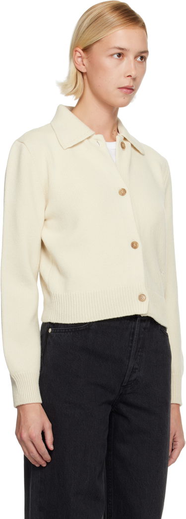 Sveter A.P.C. Cropped Knit Polo Collar Cardigan Biela | WVBDN-F22315, 1