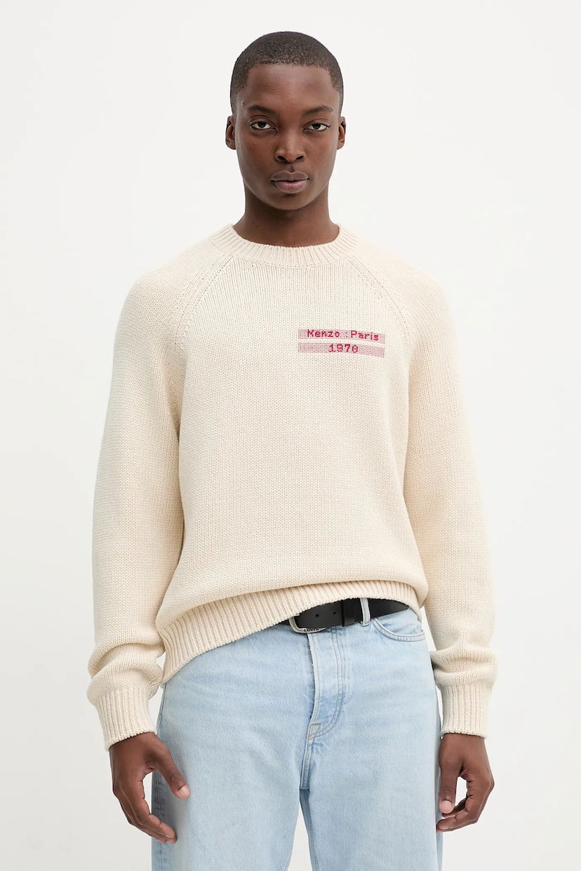 Sveter KENZO Kenzo 1970 Logo Sweater Béžová | FF65PU7453CF