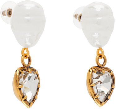 Náušnice Erdem Pearl & Crystal Heart Drop Earrings Metalická | AW23_1640PCAGP, 1