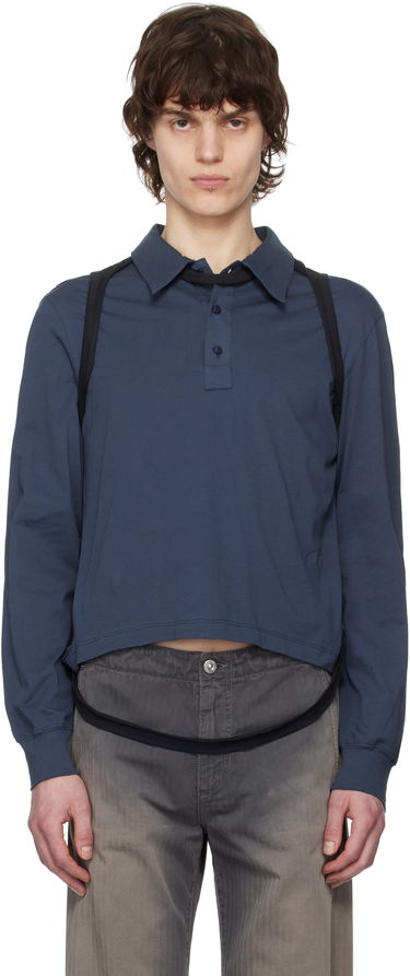 Polo tričko Eckhaus Latta Eckhaus Latta Navy Cropped Polo Modrá | 1202-EL-PS25-B - BLACKBERRY, 0