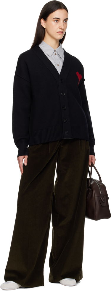 Sveter AMI Wool Ami de Coeur Cardigan Čierna | H25UKC367.018, 3