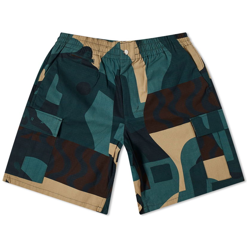 Šortky By Parra Parra Distorted Camo Shorts, Size Large Zelené | 51242