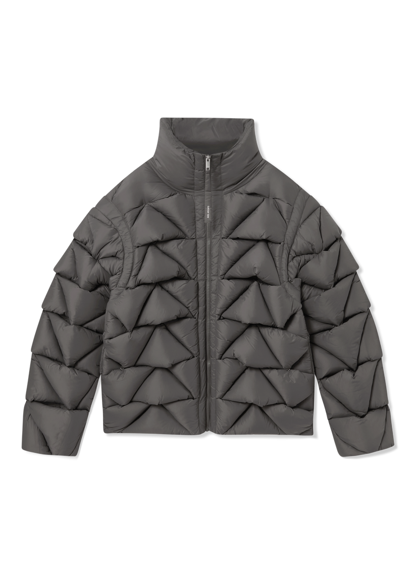 Prešívaná bunda AXEL ARIGATO Geometric Quilted High-Neck Puffer Jacket Šedá | A3125001