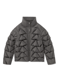Geometric Quilted High-Neck Puffer Jacket