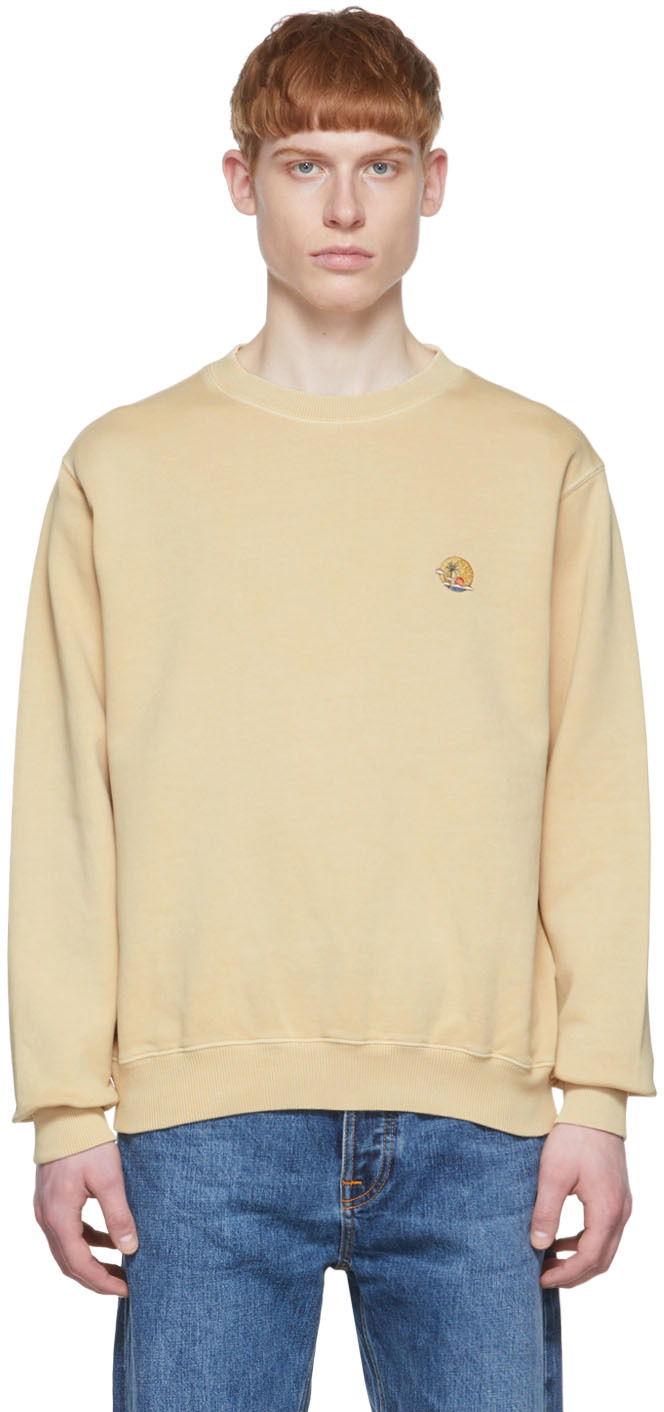 Mikina Nudie Jeans Embroidered Logo Sweatshirt Žltá | 150505, 0