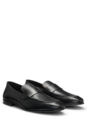 Tenisky a topánky BOSS Tumbled Leather Penny Loafers Čierna | 50548074