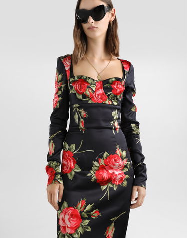 Šaty Dolce & Gabbana Rose Bouquet-print Sheath Dress Rôznofarebný | F610FTFSICDHN5ZN, 3