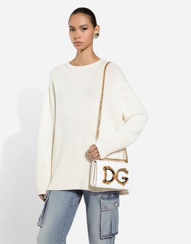 Sveter Dolce & Gabbana Cashmere Sweater With Logo Embroidery Biela | FXX56ZJAWYPW0001, 3
