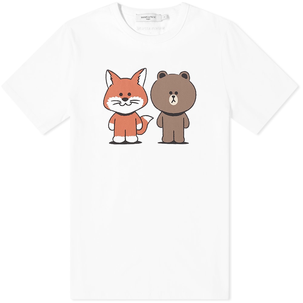 Tričko MAISON KITSUNÉ Line Friends x Kitsune Big Print Tee Biela | SPLNU00100-WH, 0