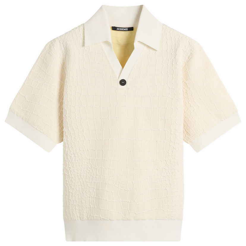 Polo tričko Jacquemus Jacquemus Croc Effect Compact Polo Shirt Béžová | 25E255KN527-2429-110