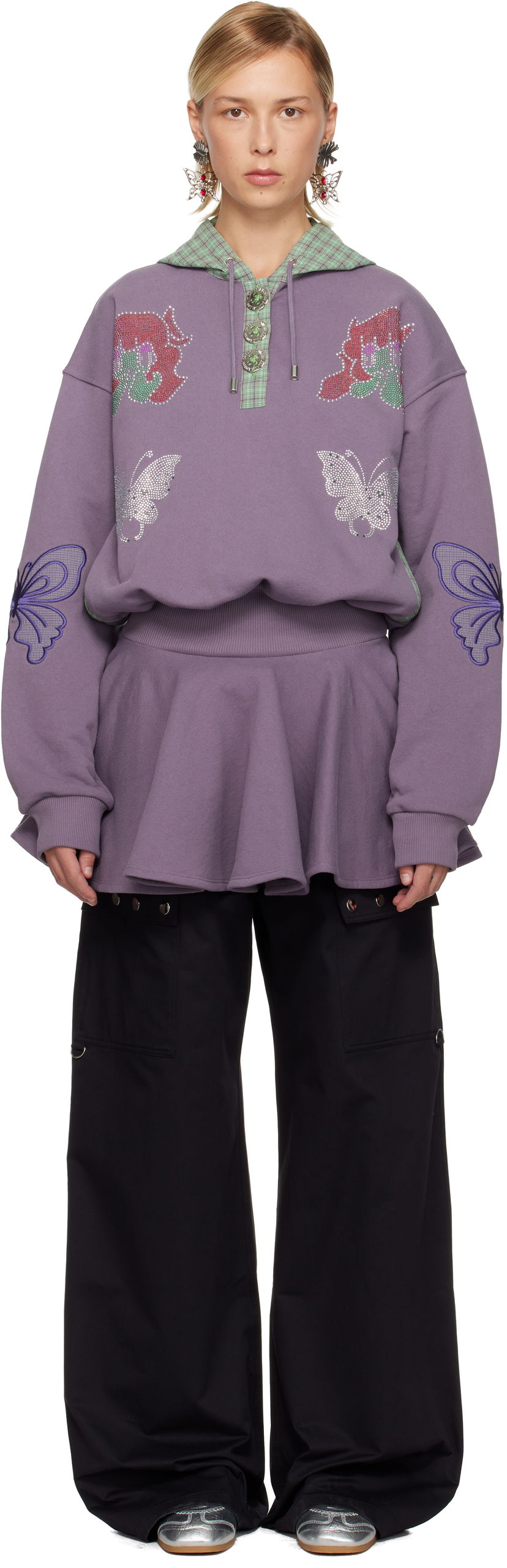 Šaty Chopova Lowena Chopova Lowena Quimby Embellished Flounced Hooded Dress Fialová | 1346