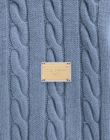 Sveter Dolce & Gabbana Dolce & Gabbana Cable Knit Wool Dog Sweater Modrá | GX09KCJFMMDB3784, 2