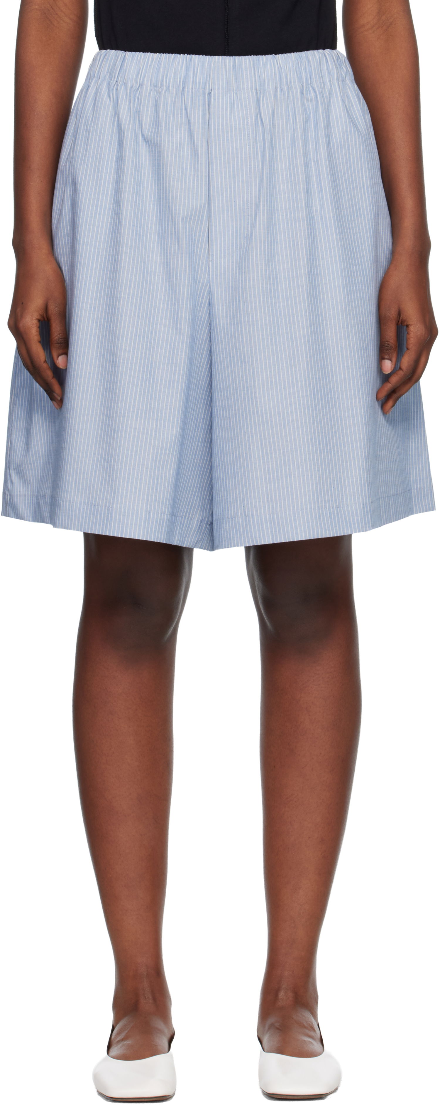 Šortky Baserange Claude Pinstriped Elasticated Waist Shorts Modrá | SSCL-PO-000, 0