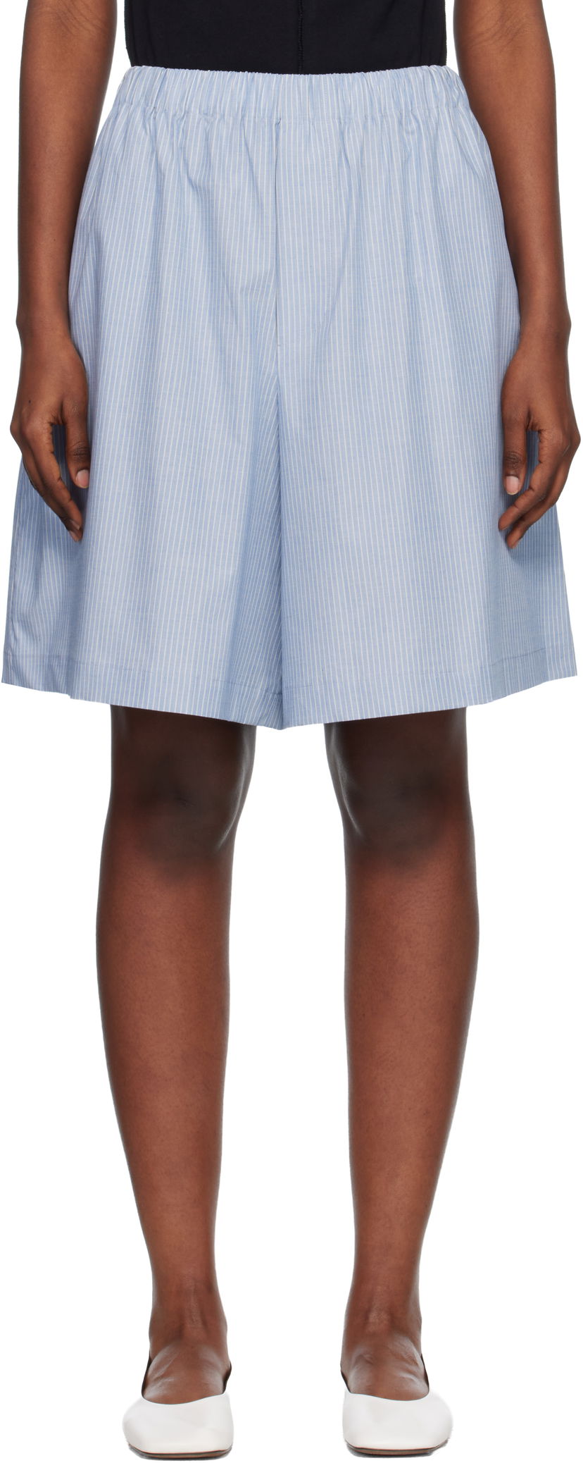 Šortky Baserange Claude Pinstriped Elasticated Waist Shorts Modrá | SSCL-PO-000