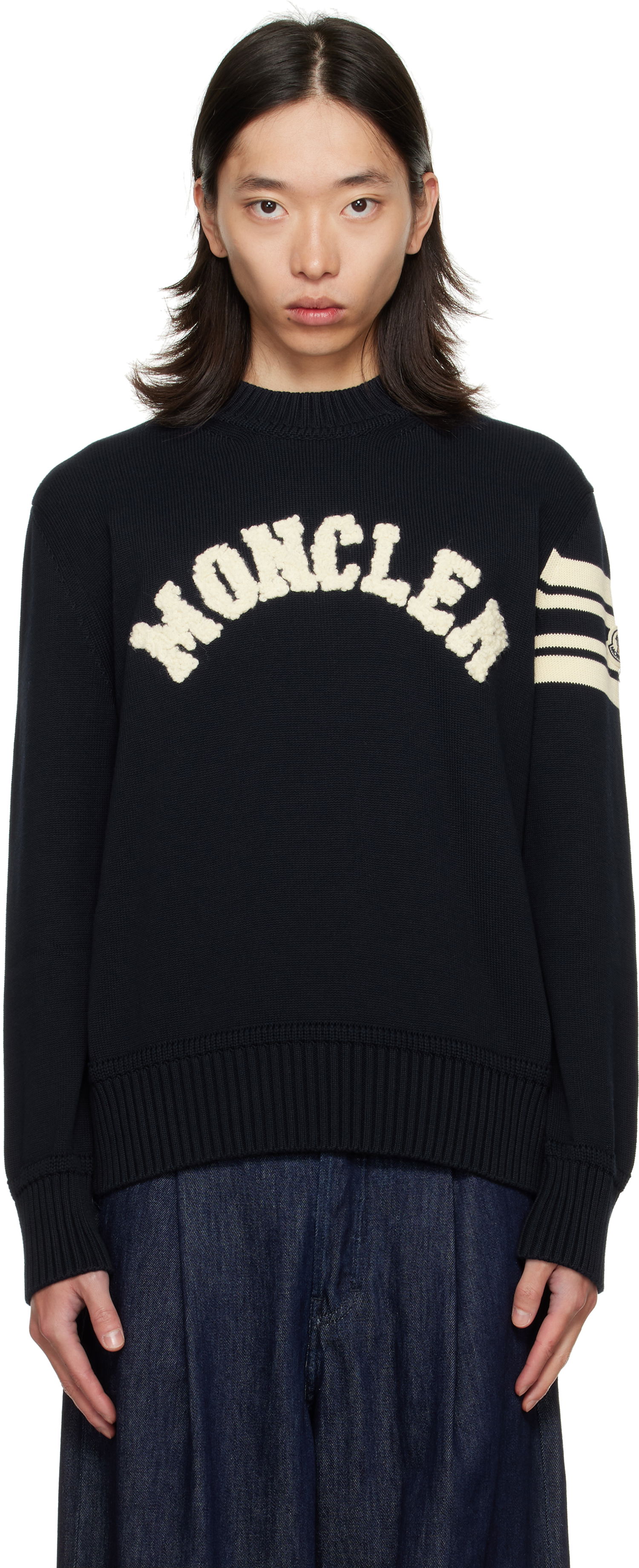 Sveter Moncler Crewneck Sweater with Logo Čierna | K20919C00009M1367, 0