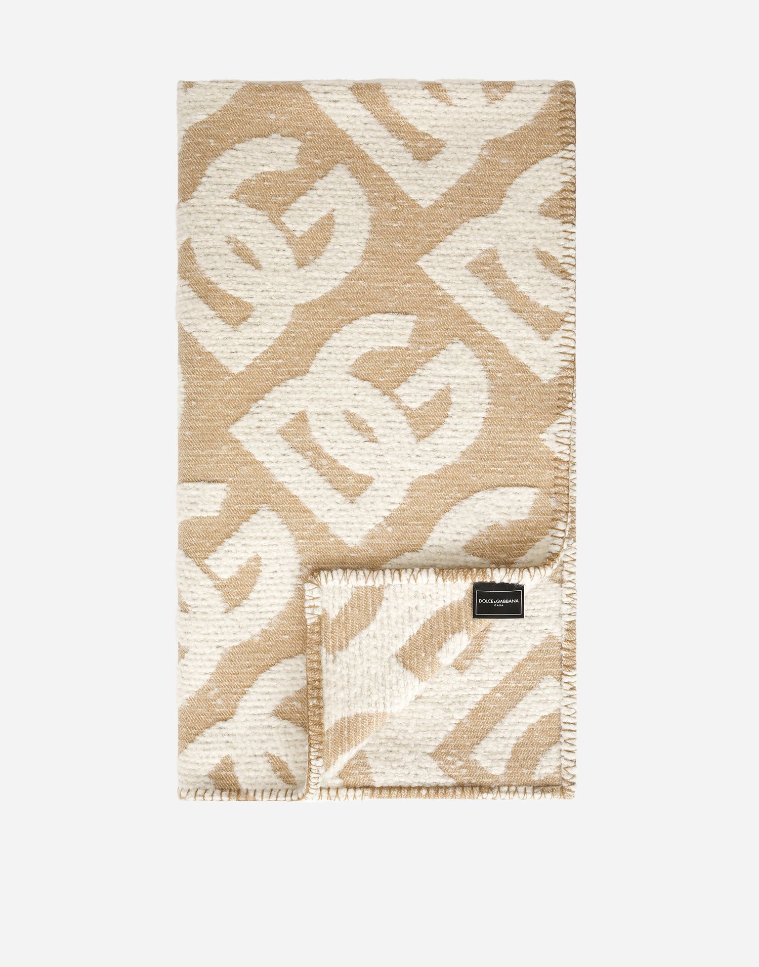 Home decor Dolce & Gabbana Wool, Silk, And Cashmere DG Monogram Blanket Béžová | TCE012TCAN1U0054, 1