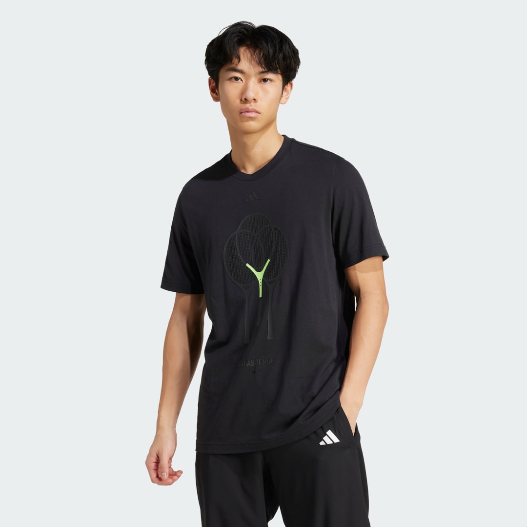 Tričko adidas Performance Tennis 3 Rackets Graphic Tee Čierna | JJ1410, 0