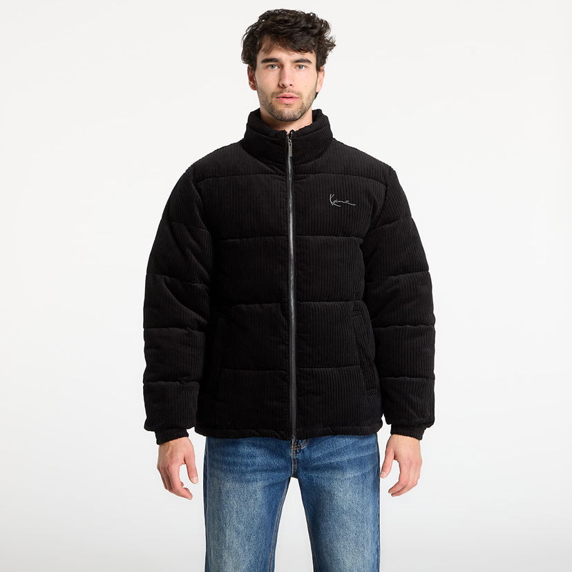 Prešívaná bunda Karl Kani Signature Corduroy Puffer Jacket Čierna | PD00008904